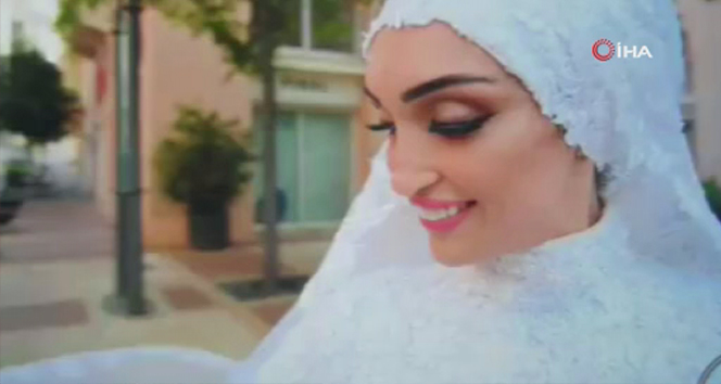 Beyrut’ta bir çift düğün fotoğrafı çektirdiği sırada patlamaya yakalandı