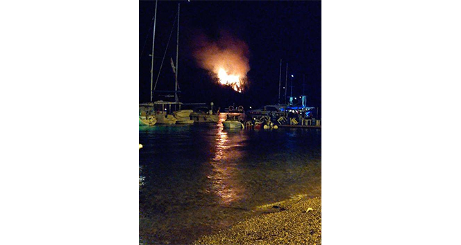 Tekneden atılan havai fişek ormanı yaktı