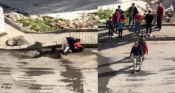 Arnavutköy’de bir garip kavga kamerada